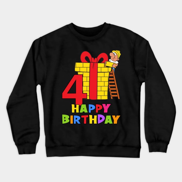 4th Birthday Party 4 Year Old Four Years Crewneck Sweatshirt by KidsBirthdayPartyShirts